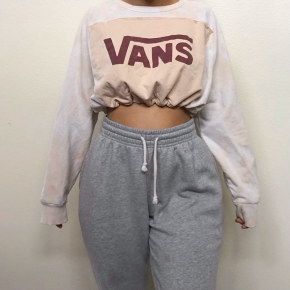 Vans Tops - Vans patchwork drawstring crop sweatshirt